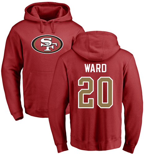 Men San Francisco 49ers Red Jimmie Ward Name and Number Logo #20 Pullover NFL Hoodie Sweatshirts